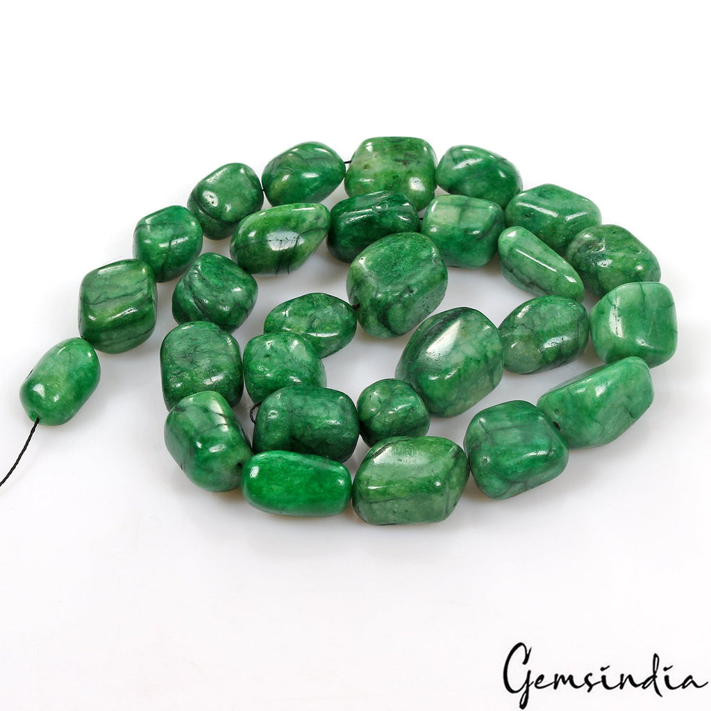 440 Ct/28 Pcs Natural Brazilian Green Emerald Nuggets Shape Drilled Bead Gems