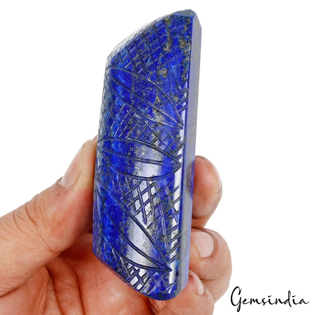 Certified 1030 Ct Natural Blue Lapis Lazuli Octagon Carving Earth Mined Gemstone