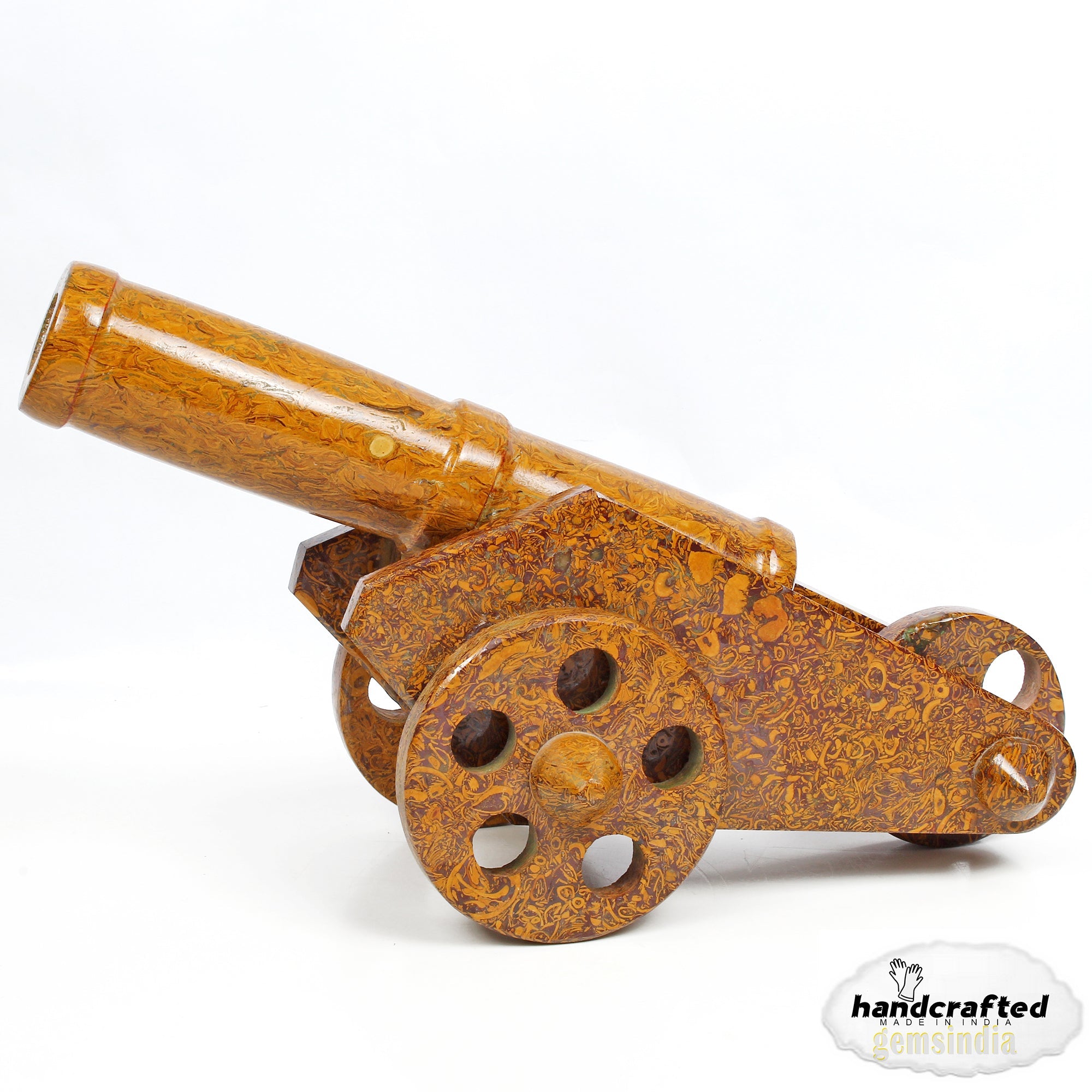 1.64 Kilo Natural Marium Jasper Gemstone Antique Cannon Barrel Hand Carved Model
