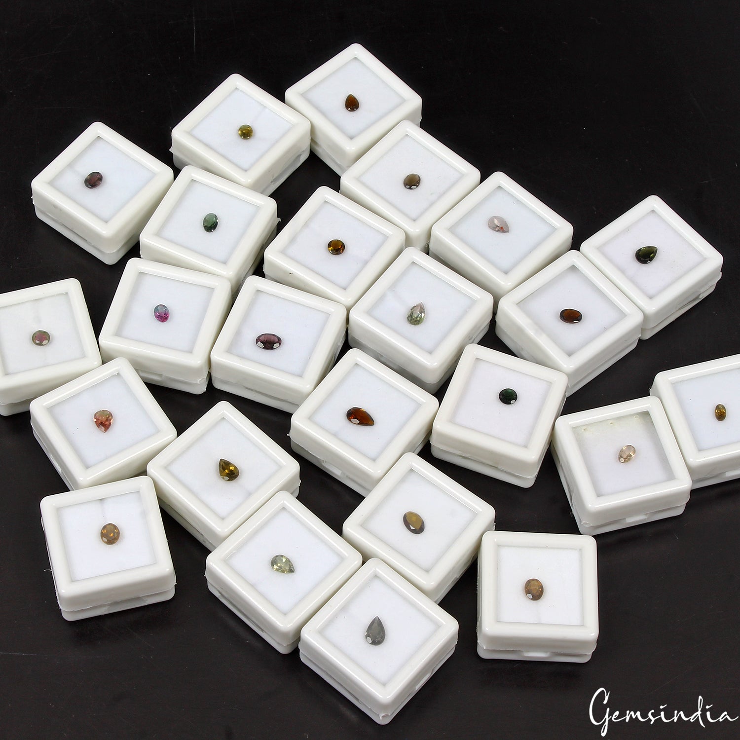 24 Pcs Estate Semi Precious Mix Cut Multi Color Tourmaline Gemstones Collection