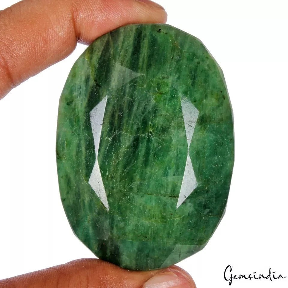 Huge ~ 760 Ct Natural Green Brazilian Emerald Oval Cut Faceted Earth Mined Gems