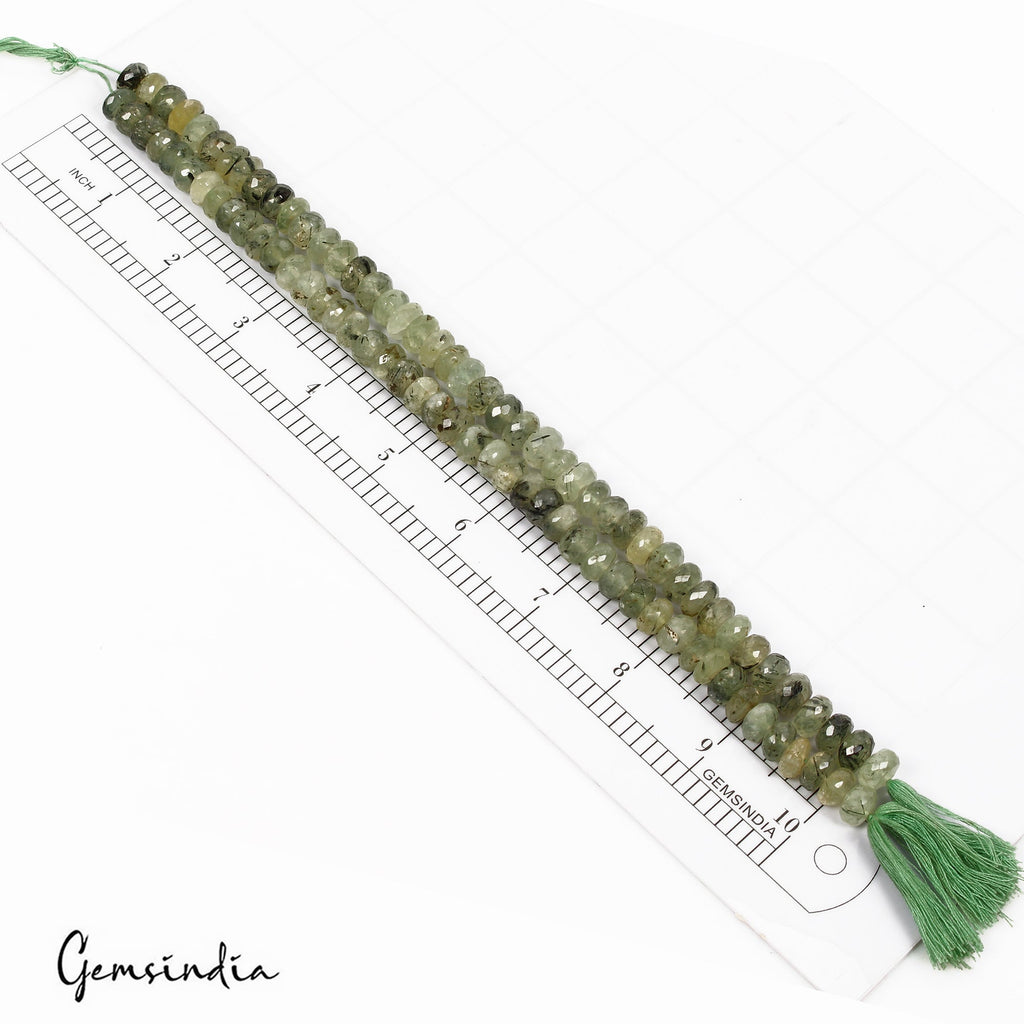 420 Ct/2Pcs Natural Untreated Green Prehnite Round Cut Drill Bead 10"Each Strand