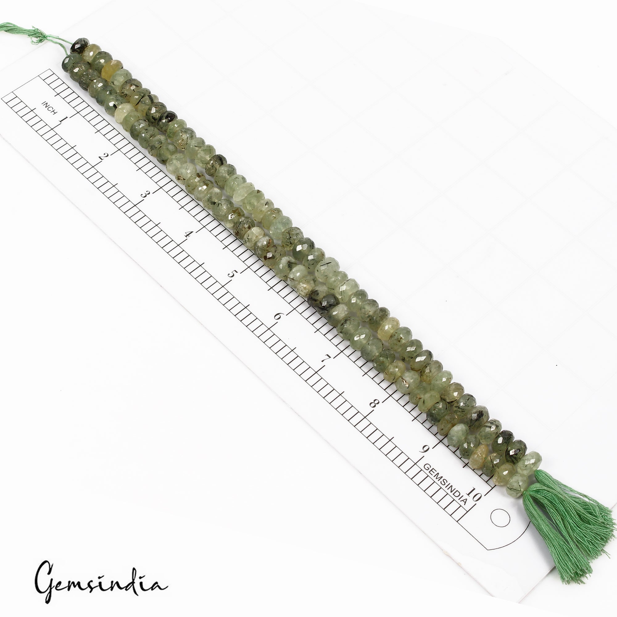 420 Ct/2Pcs Natural Untreated Green Prehnite Round Cut Drill Bead 10"Each Strand