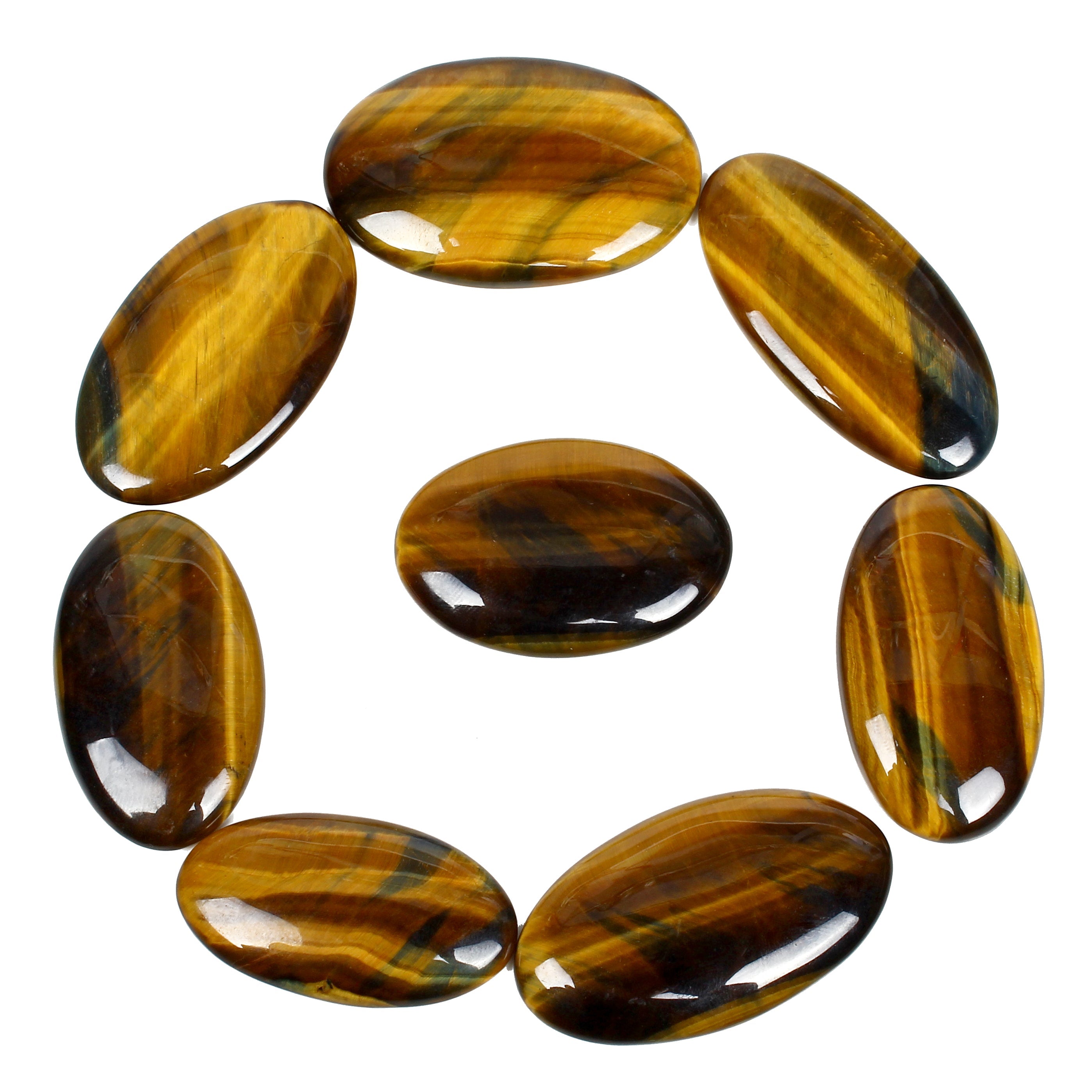 500 Cts/8 Pcs Natural Untreated Yellow Blue Pietersite Tiger Eye Oval Cab Gems