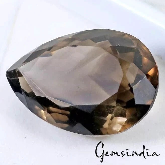 Certified 69.80 Ct Natural Untreated Brown Smoky Pear Faceted Gems For Jewelry