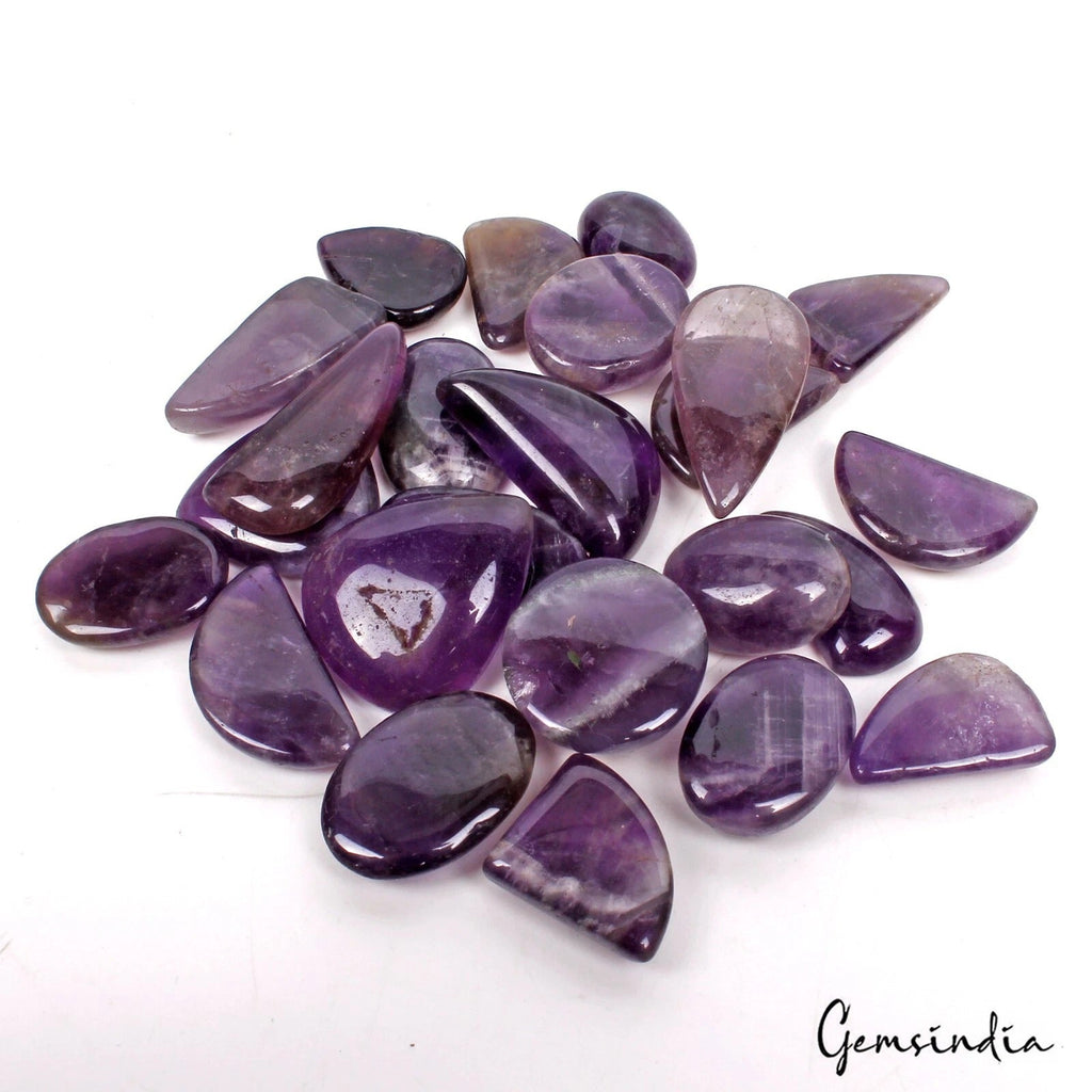 690 Cts/24 Pcs Natural Untreated Purple Amethyst Mix Cab Loose Gems For Jewelry