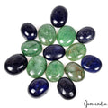 350 Ct/15Pcs Natural Green Emerald Blue Sapphire Oval Cab Loose Gems For Jewelry