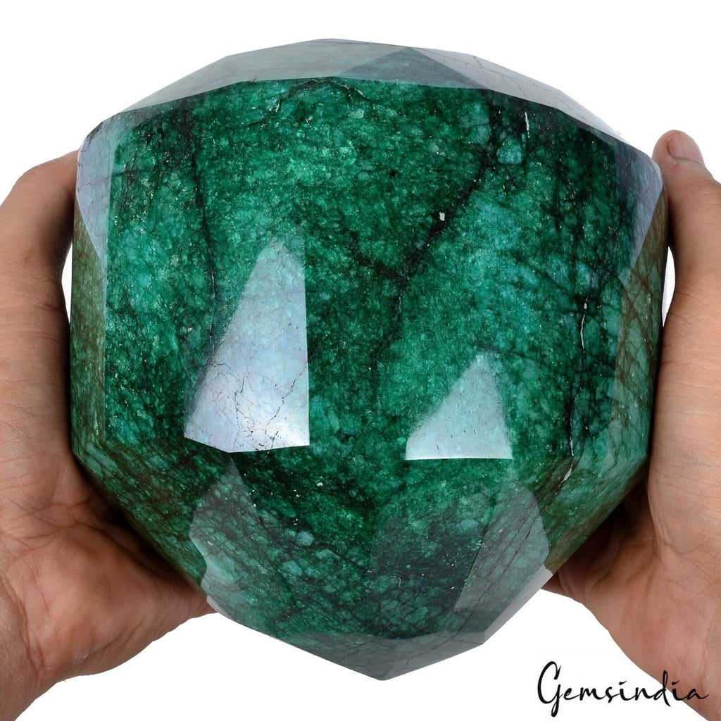 Emerald Loose Gemstone, Color Enhanced, Green — 6.4x6.3x6 Inch, 29500 Ct (5.9 Kg), Brazil