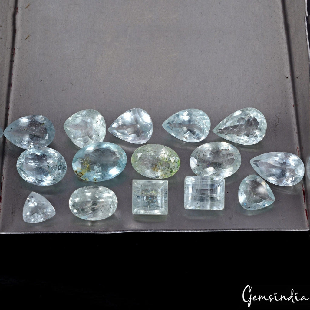 42.60 Cts Natural Blue Aquamarine Mix Cut Loose Unheated 7-13mm Gemstones~15 Pcs