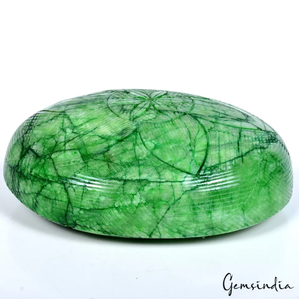 Certified 6655Ct Natural Brazilian Green Emerald Beautiful Hand Carving Gemstone
