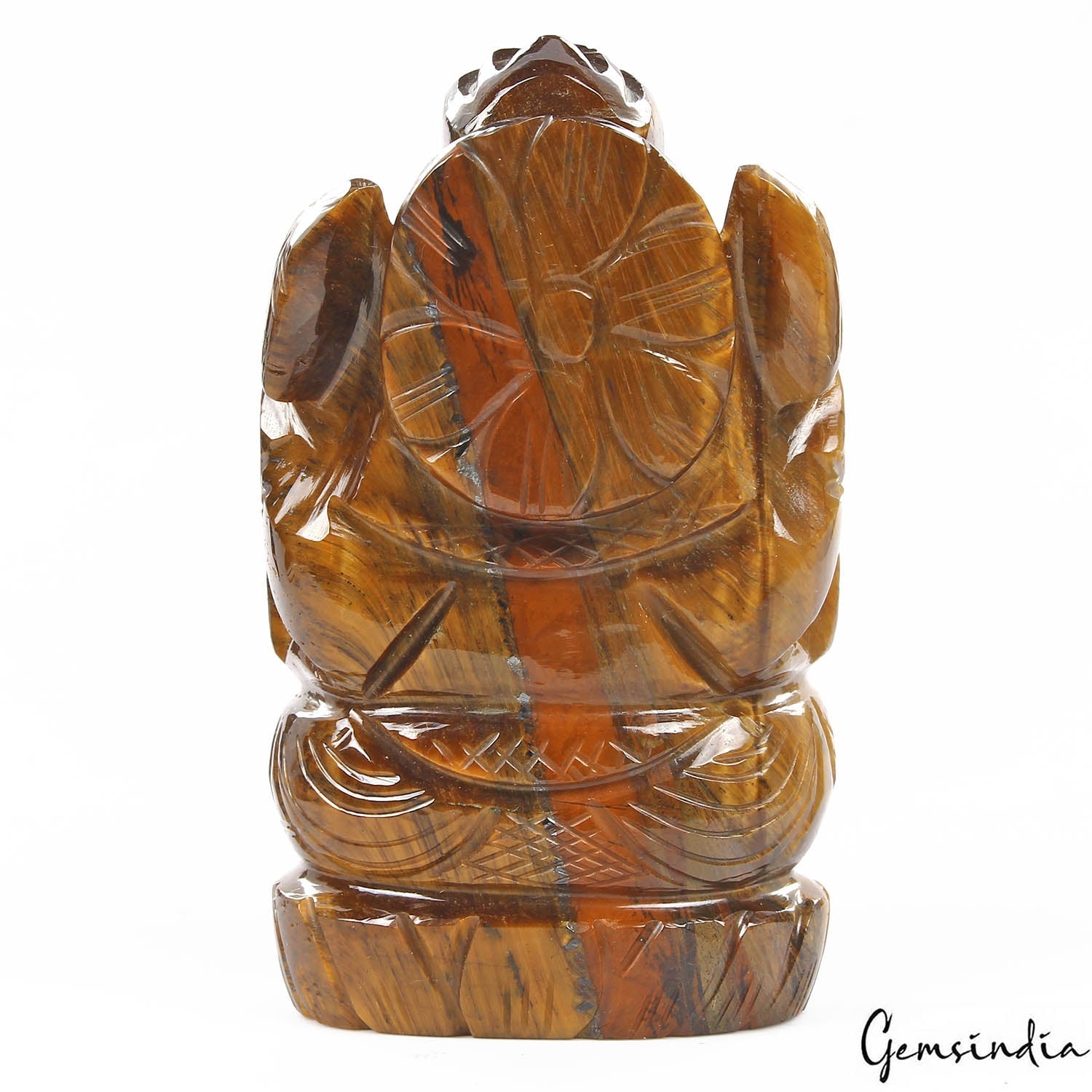 565 Cts Natural Untreated Tiger Eye Single Stone Carving Lord Ganesha Sculpture