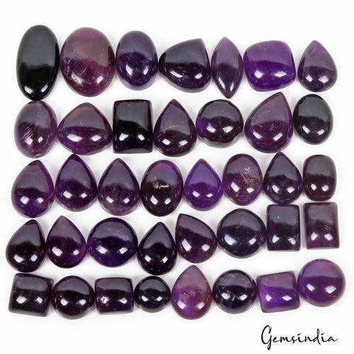 Amethyst Lot, Cabochon, Untreated, Purple — 38 Pieces, 11mm to 24mm, 400 Ct