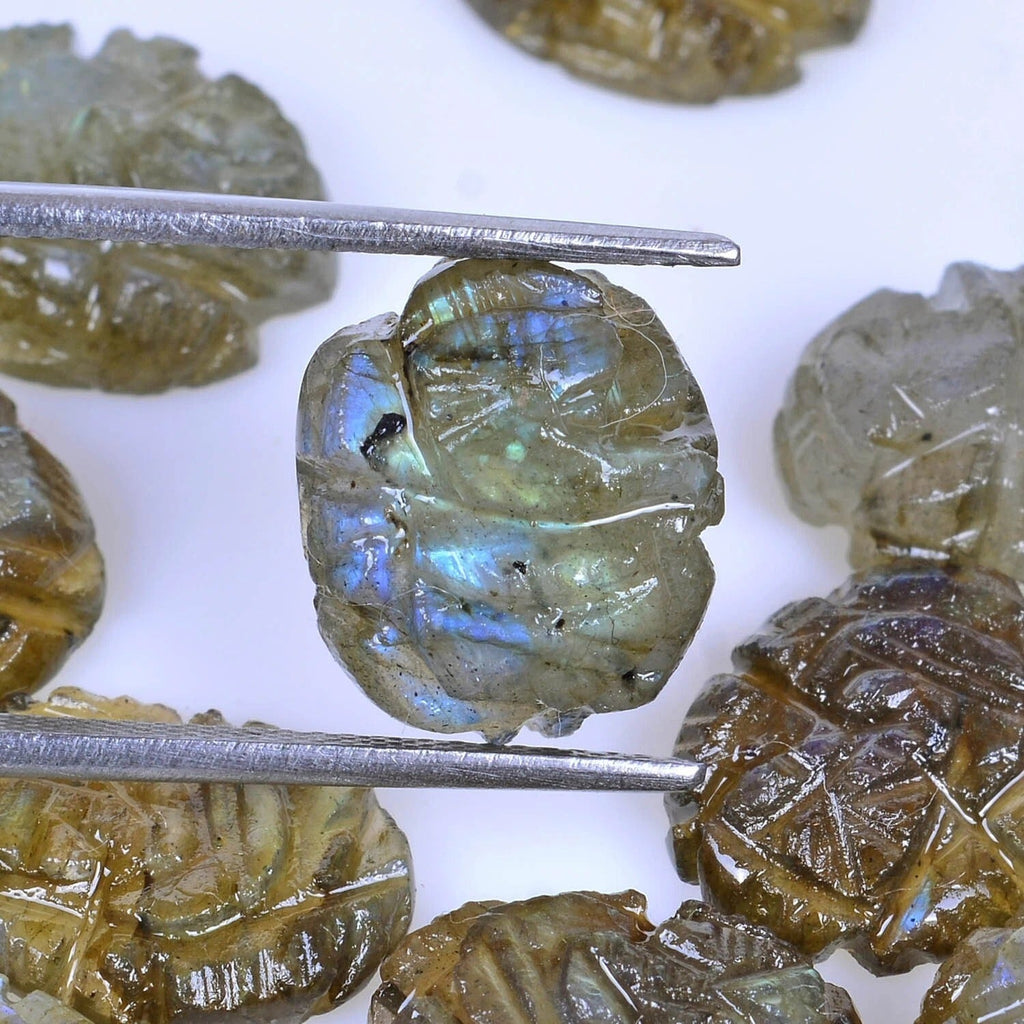 15 Pcs Natural Labradorite Ganesha Hand carved Loose Gemstones 11-16mm ~ 68 Cts