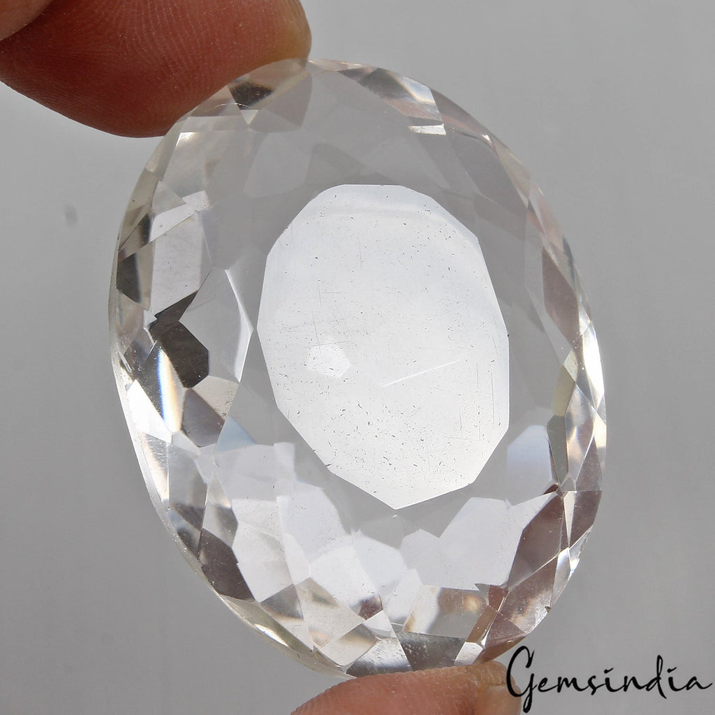 Certified 135Ct Natural Unheated Crystal White Quartz Oval Loose Gem For Pendant