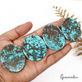 500 Cts/4 Pcs Natural Spiderweb Blue Turquoise Oval Cab Loose Gems For Pendants