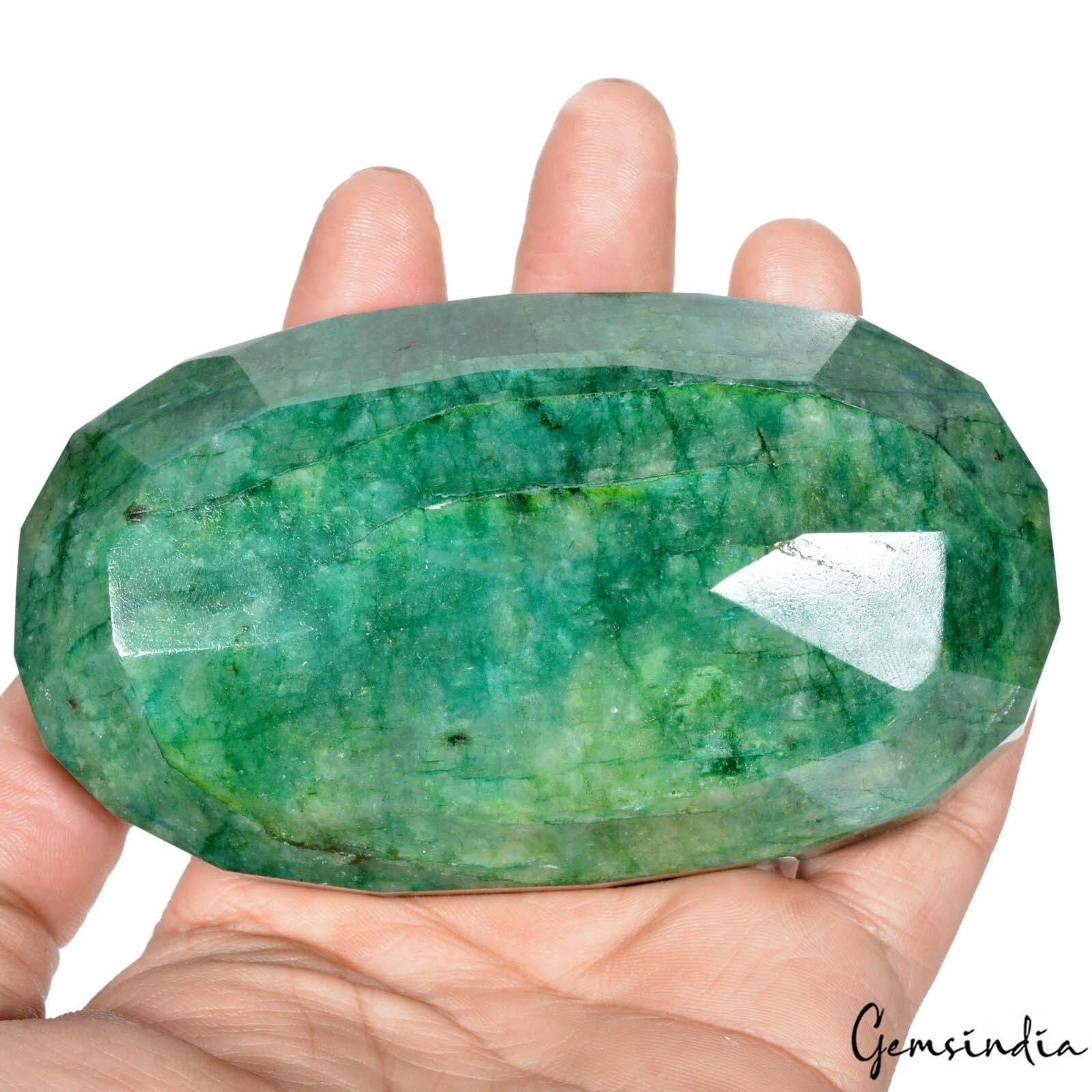 Brazilian Emerald Loose Gemstone, Color Enhanced, Green — 112 x 64 x 42 mm, 2350 Ct, Brazil