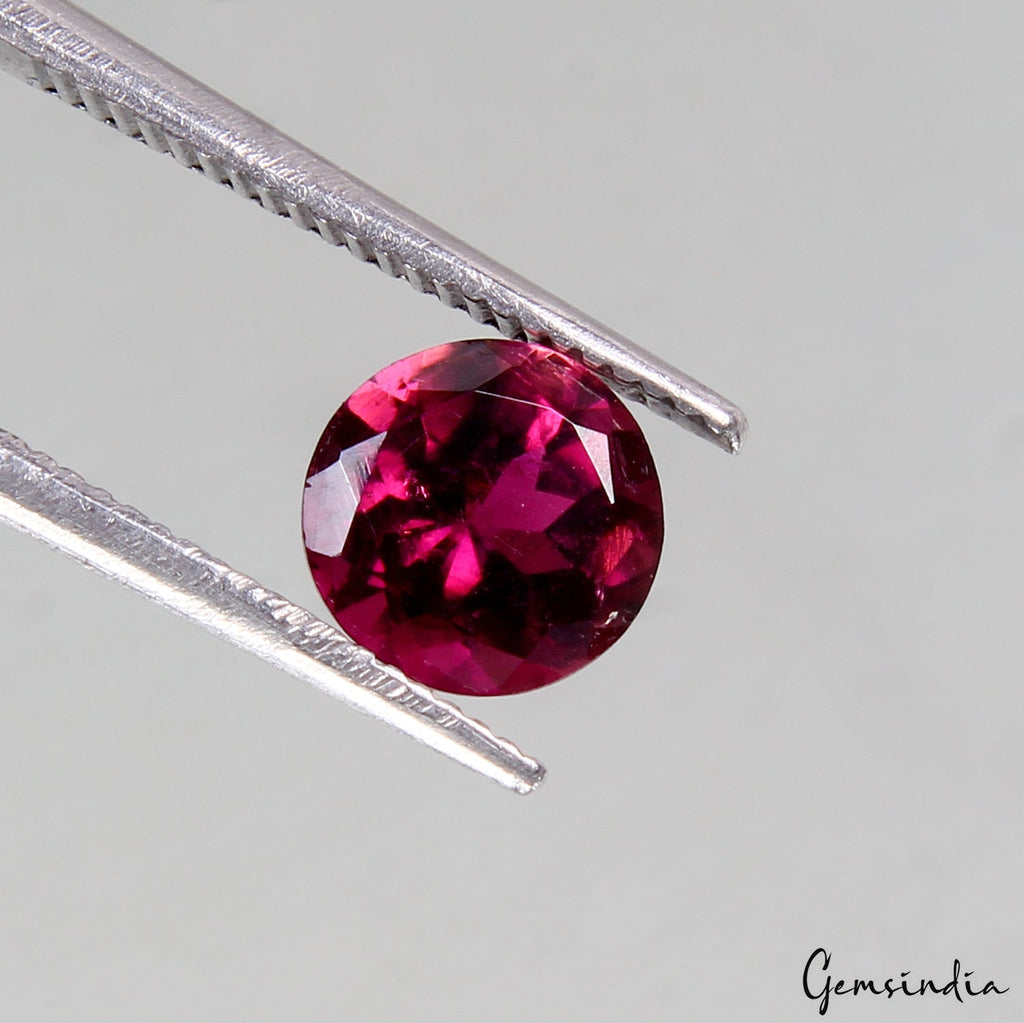 Certified 6mm Round Cut Red Tourmaline (Rubellite) 0.90Ct Genuine Loose Gemstone