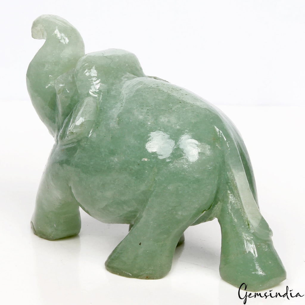Handmade 855 Cts Natural Green Aventurine Elephant Sculpture Home Decor /Statue