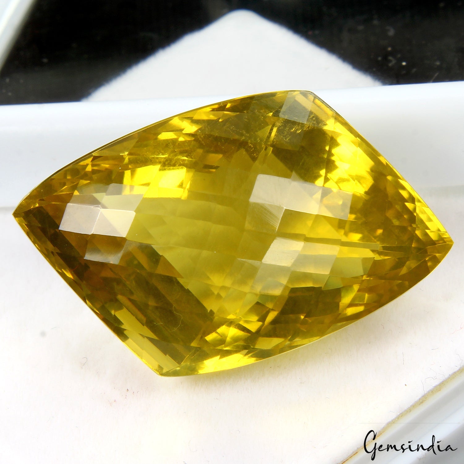 Certified 96.70Ct Natural Green Gold Citrine Fancy Cut Top Quality Rare Huge Gem