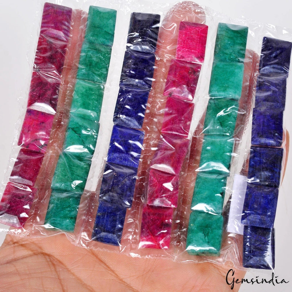 470 Ct/36 Pcs Natural Ruby Emerald Sapphire Baguette Cut Loose Gemstones Lot