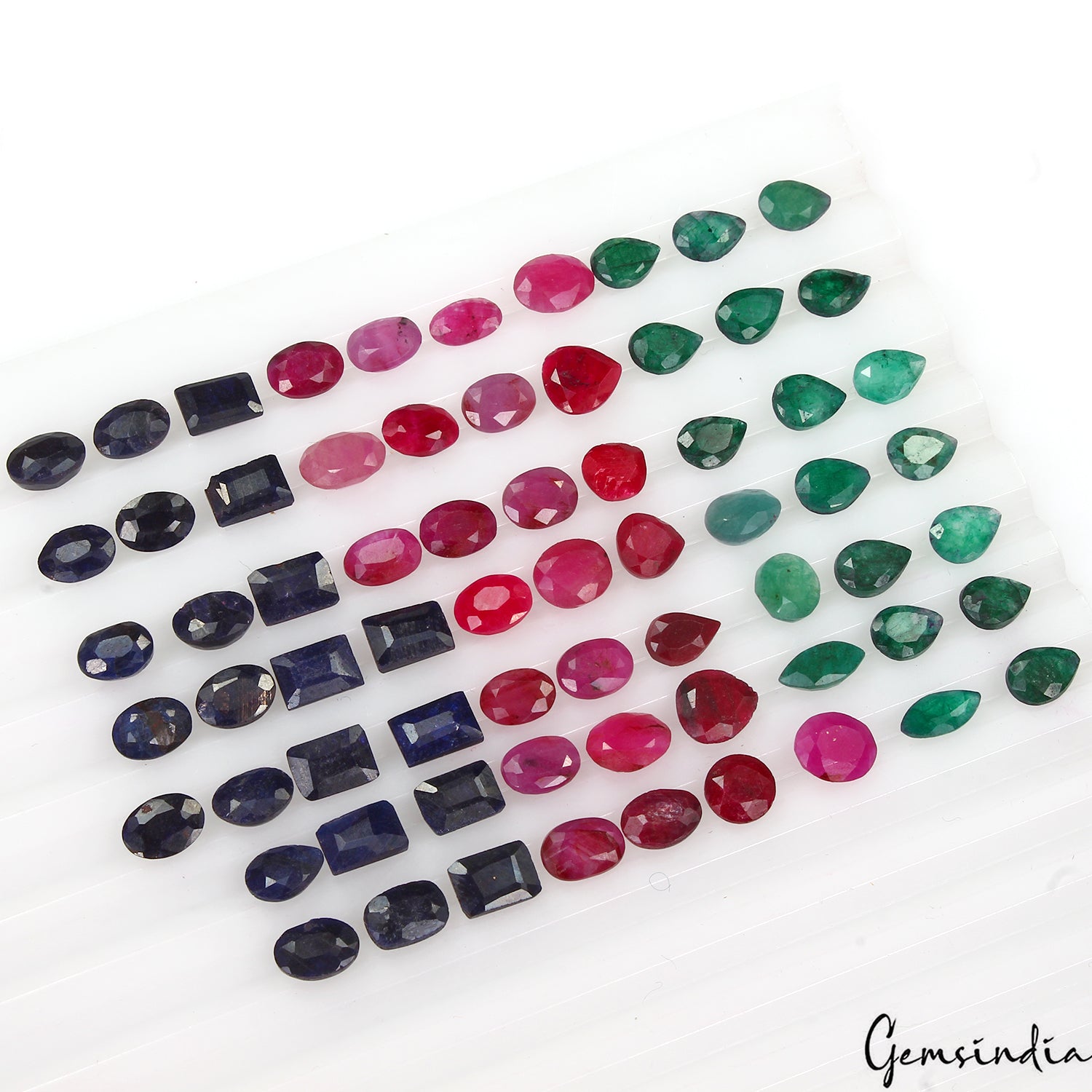 Emerald Lot, Loose Gemstone, Color Enhanced — 68 Pieces, 6mm to 8mm, 73.70 Ct, Madagascar