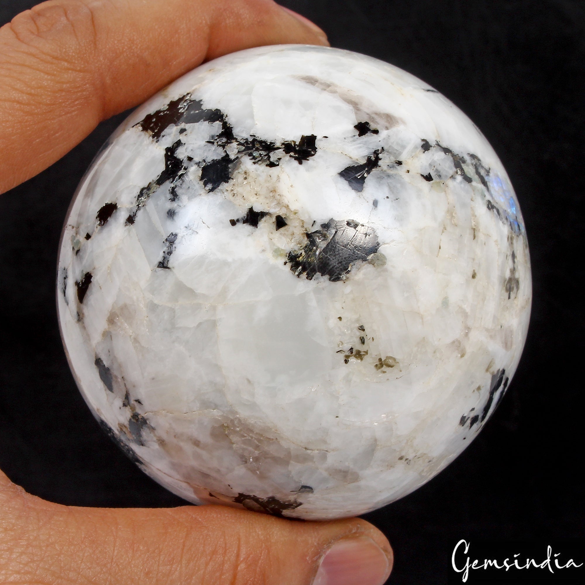 2800Ct Natural Moonstone 3 Inch Sphere Crystal Ball Reiki Healing Gem with Stand