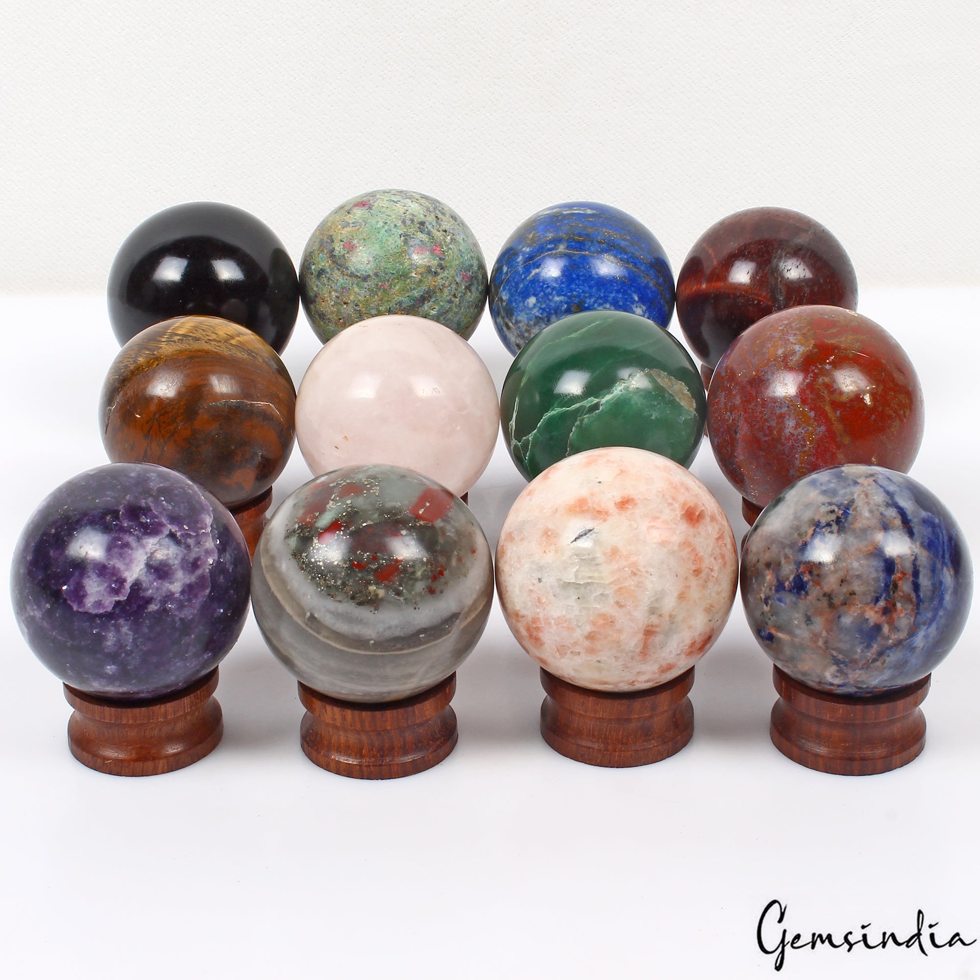 Bulk Crystal Ball Collection-12 Huge Gemstone Spheres for Reiki, Healing & Decor