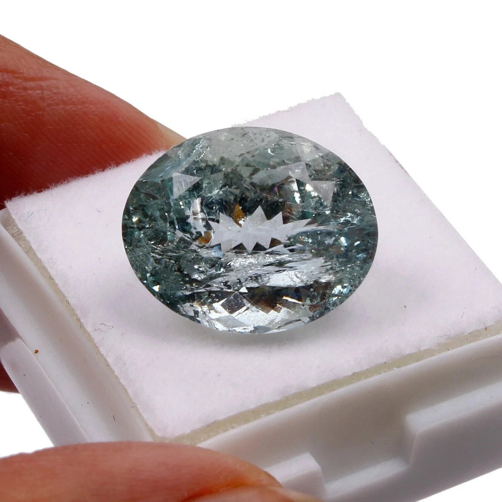 Certified 11.50 Cts Natural Untreated Blue Aquamarine Oval Precious Gem For Ring