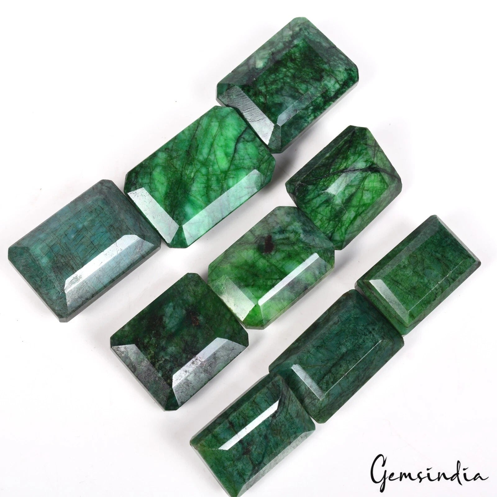 Brazilian Emerald Lot, Loose Gemstone, Color Enhanced, Green — 9 Pieces, 38mm to 52mm, 2500 Ct, Brazil