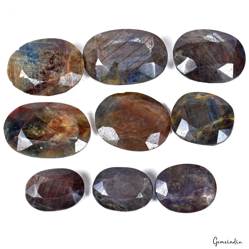 1180 Ct/9 Pcs Natural Untreated Gray Brown Sapphire Oval Cut Earth Mined Gems