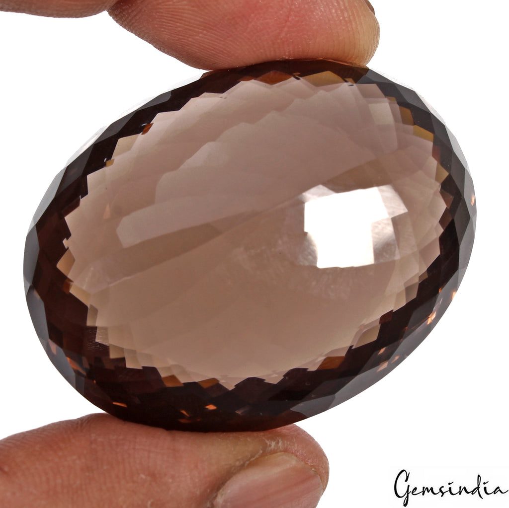 Smoky Quartz Loose Gemstone, Oval Faceted Cut, Untreated — 43x34x18 mm, 172.70 Ct, Madagascar