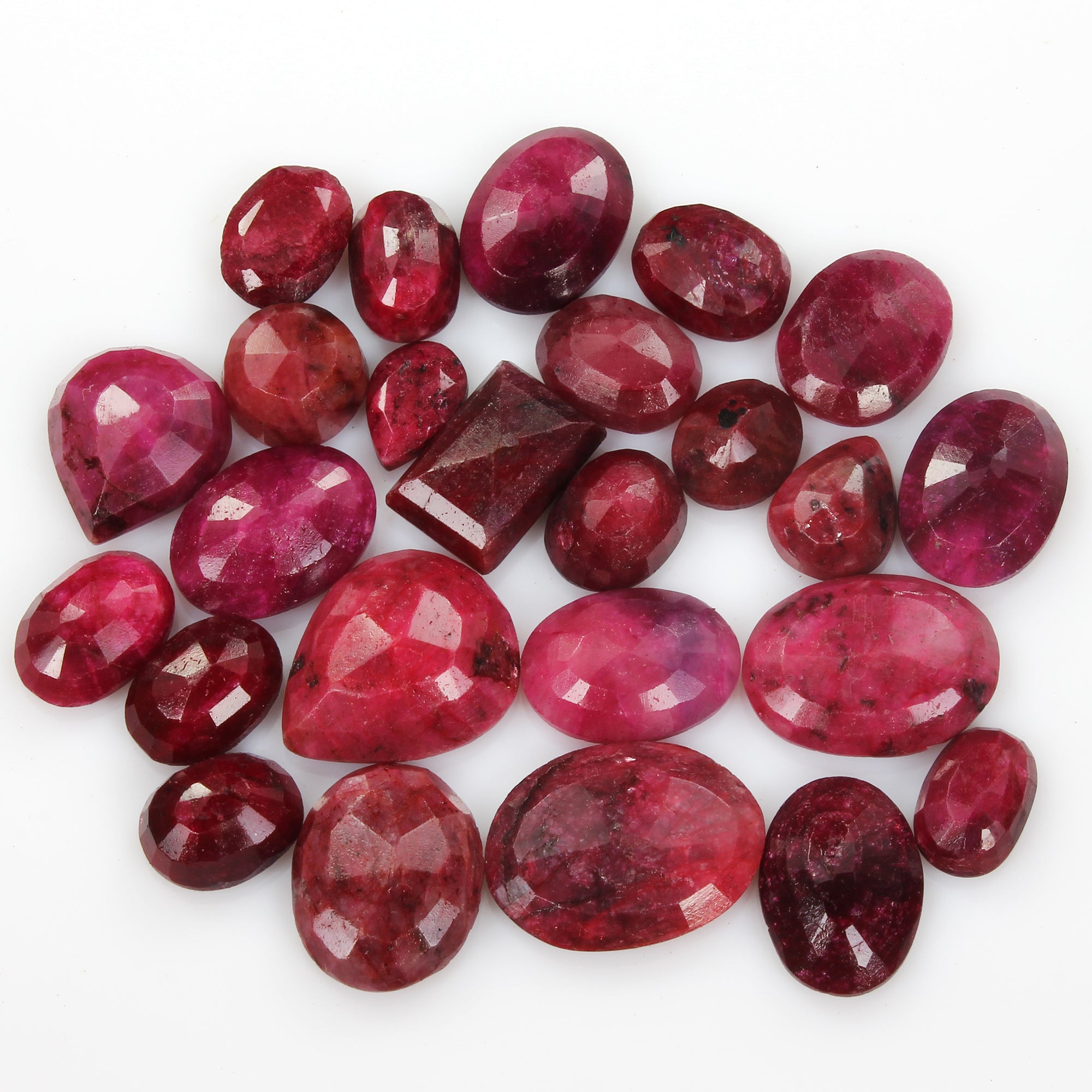 300 Cts/25 Pcs Natural Red Ruby Mixed Cut Loose Faceted 12-23mm Jewelry Gems Lot