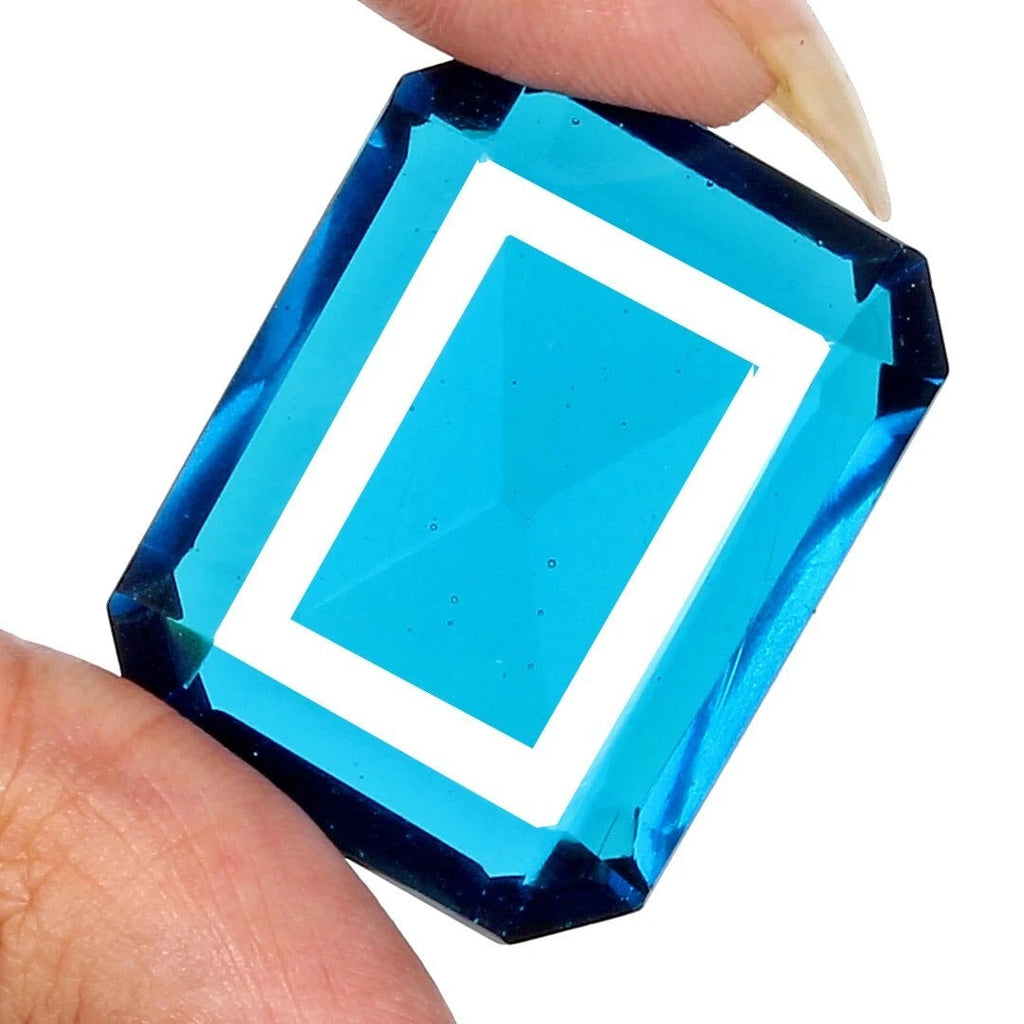 Hydro Blue Topaz Octagon Cut Faceted Pendant Size 98.00 Ct Lab-Created Loose Gem