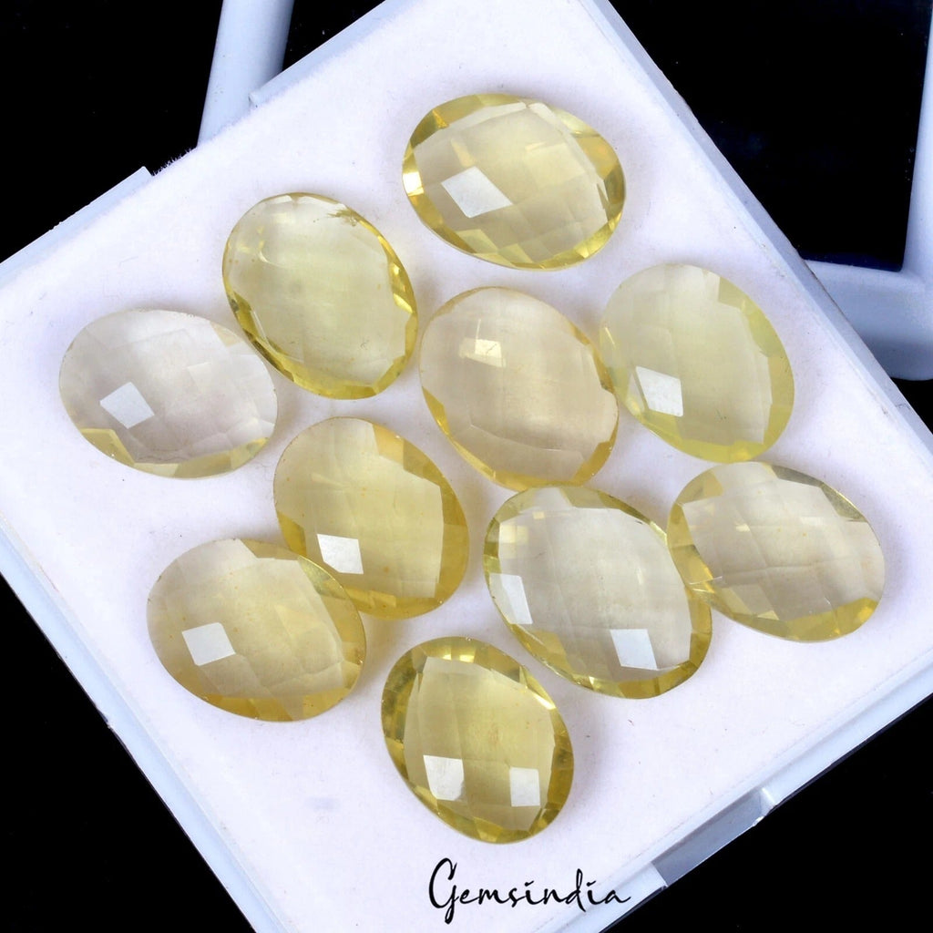10 Pcs Natural Citrine 15mm-17mm Oval Checker Cut Loose Gemstones Lot~ 64.80 Cts