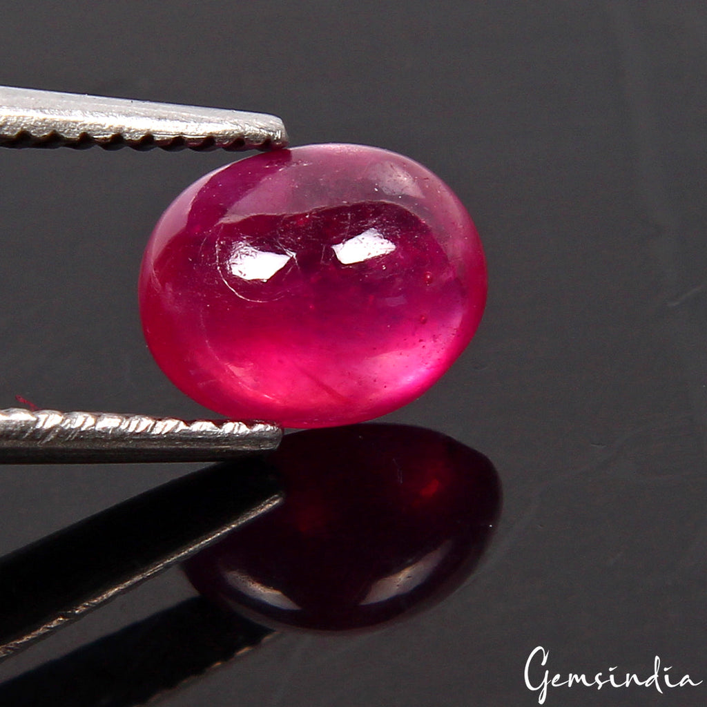 1.10 Ct Natural Red Ruby Oval Cabochon Loose Mozambique Certified Gemstone 6x5mm
