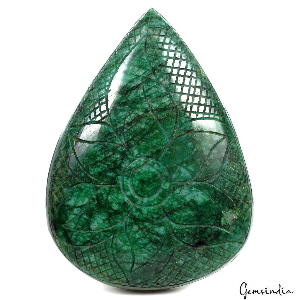 1560 Ct Natural Green Brazilian Emerald Pear Carving Earth Mined Huge Size Gems