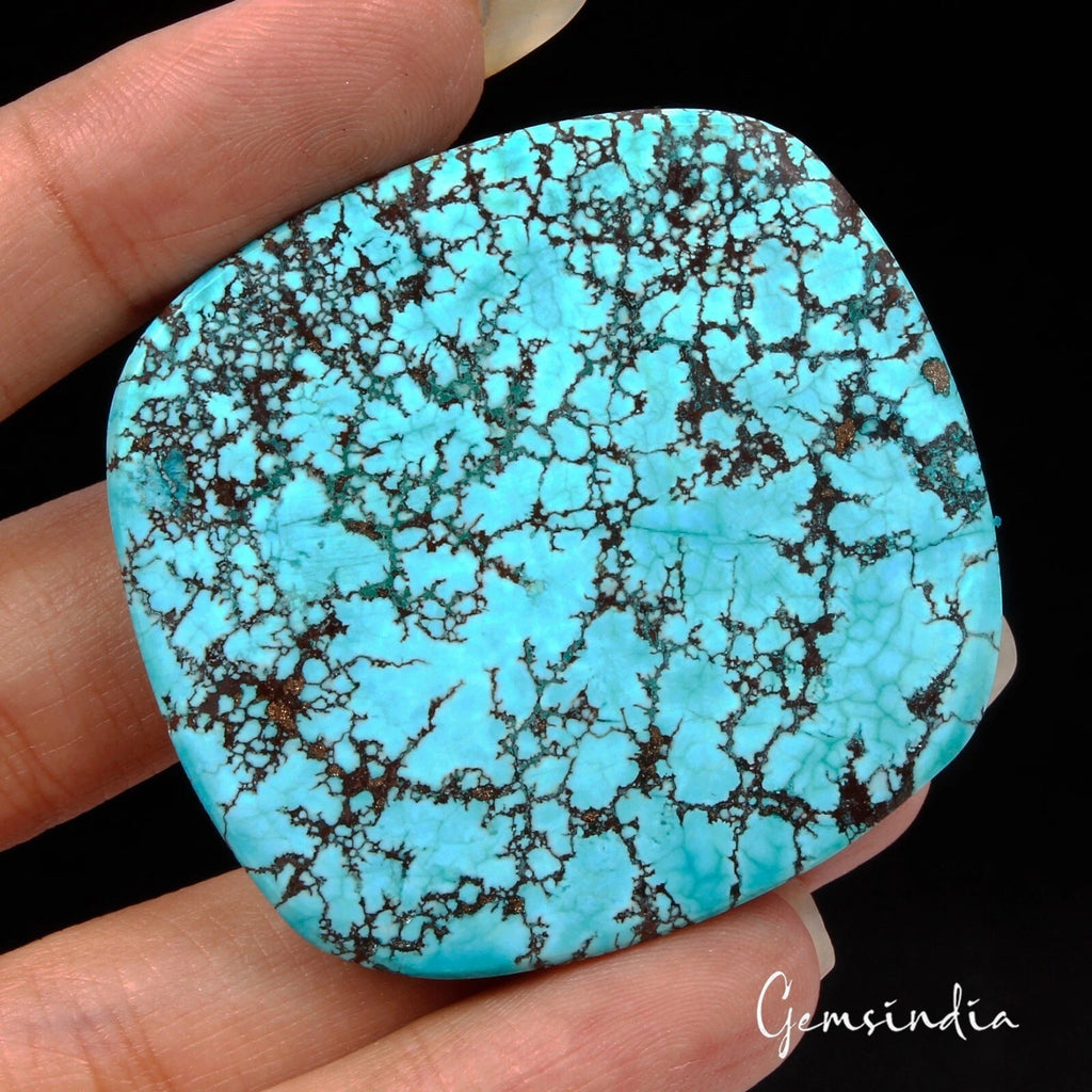 Turquoise Loose Gemstone, Color Enhanced — 46 x 43 x 5 mm, 113.10 Ct