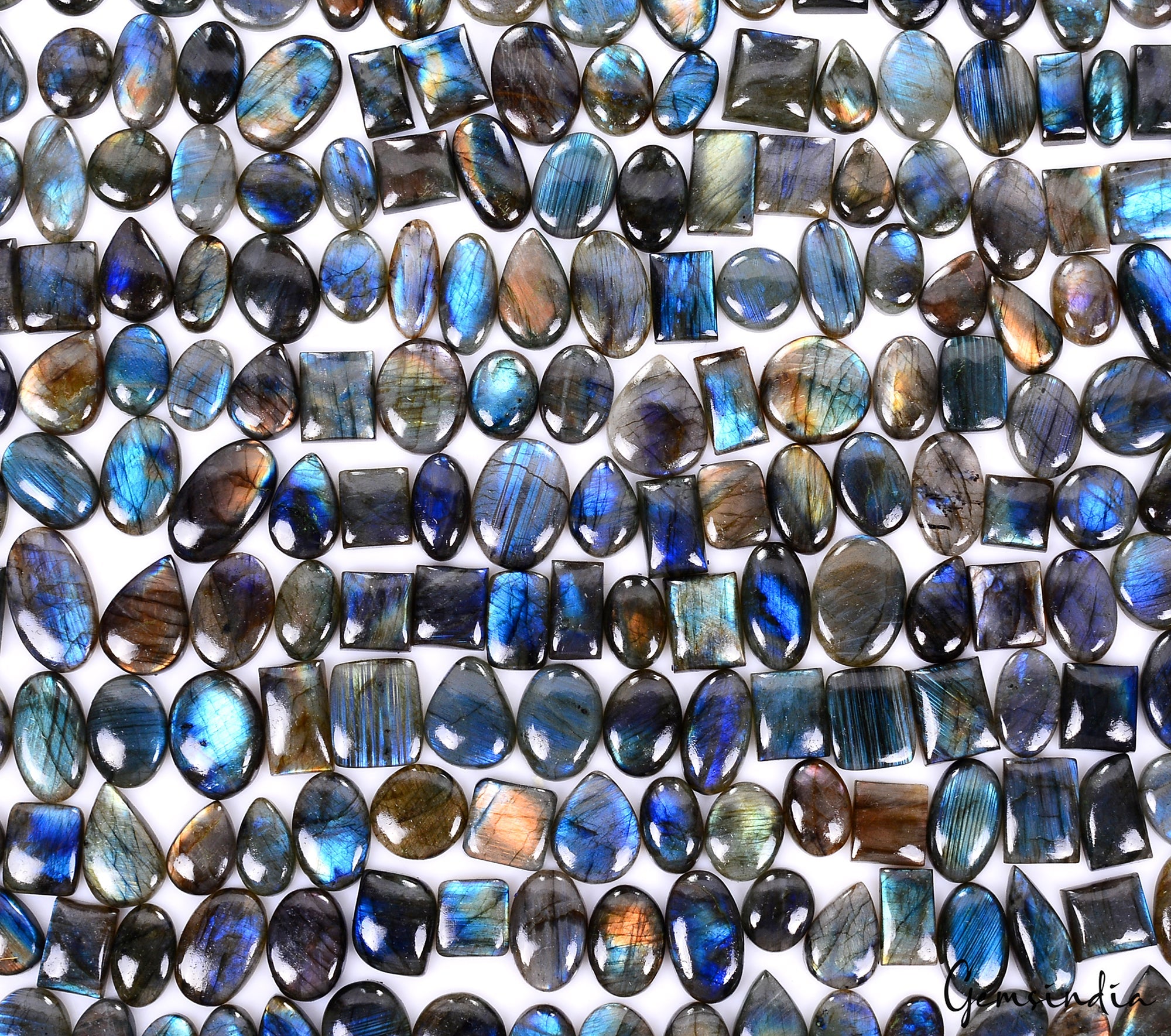 5000 Ct Natural Blue Flash Labradorite Mix Shape Loose Cabochon Gemstones 192 Pc