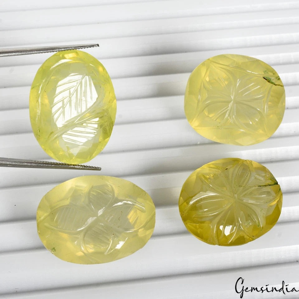 Lemon Quartz Lot, Loose Gemstone — 4 Pieces, 23mm to 25mm, 150.00 Ct, Brazil