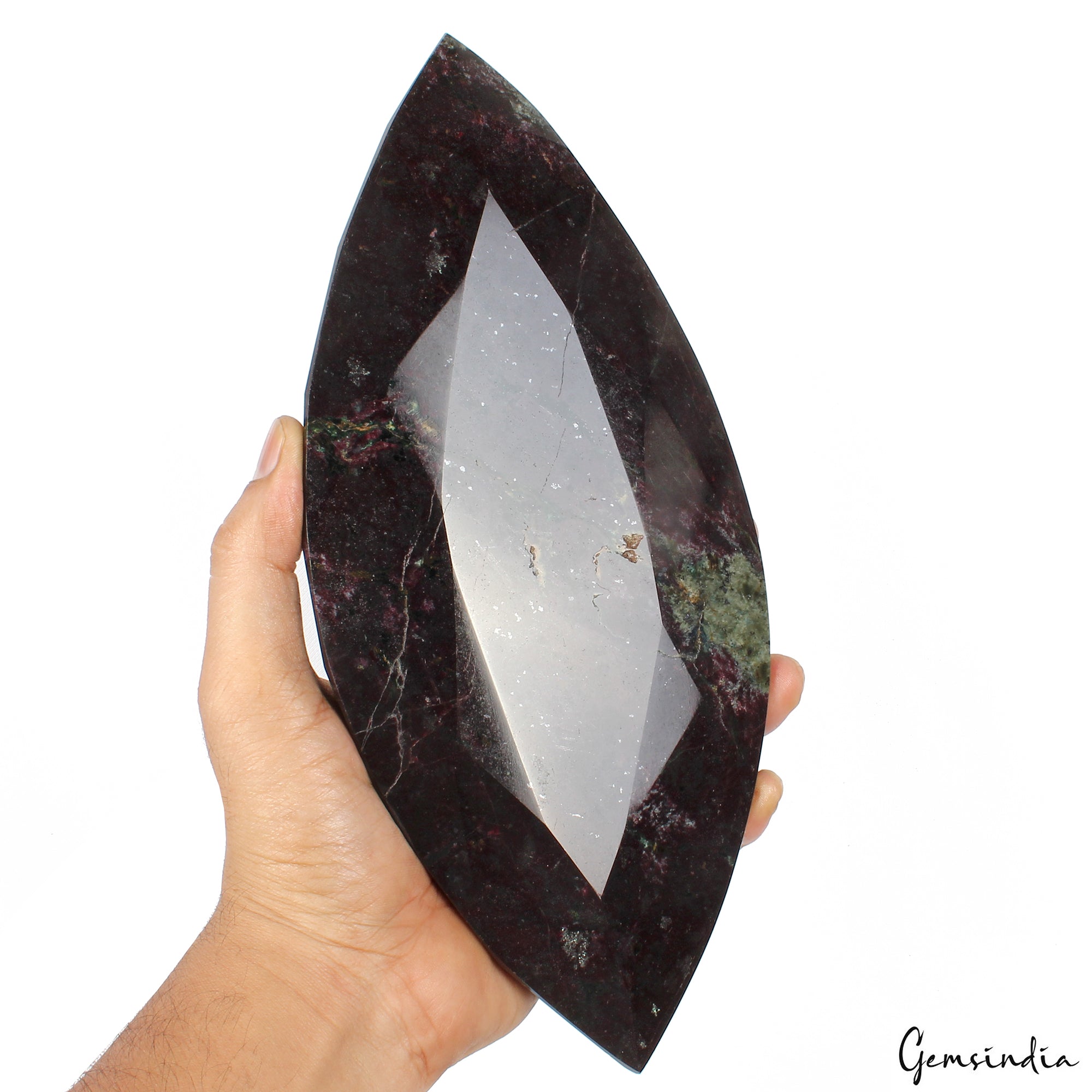 Large 2.2 Kg Natural Huge Green Red Ruby Zoisite Marquise Untreated Gemstone
