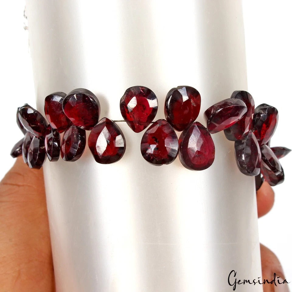 45 Pc Natural Mozambique Garnet 9-14mm Drilled Briolettes Loose Gemstones Strand