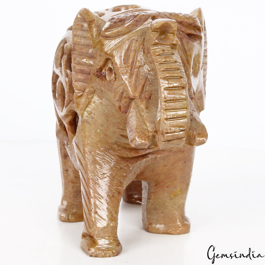 Soapstone Elephant Figurine — 95x78x48mm, 1220 Ct
