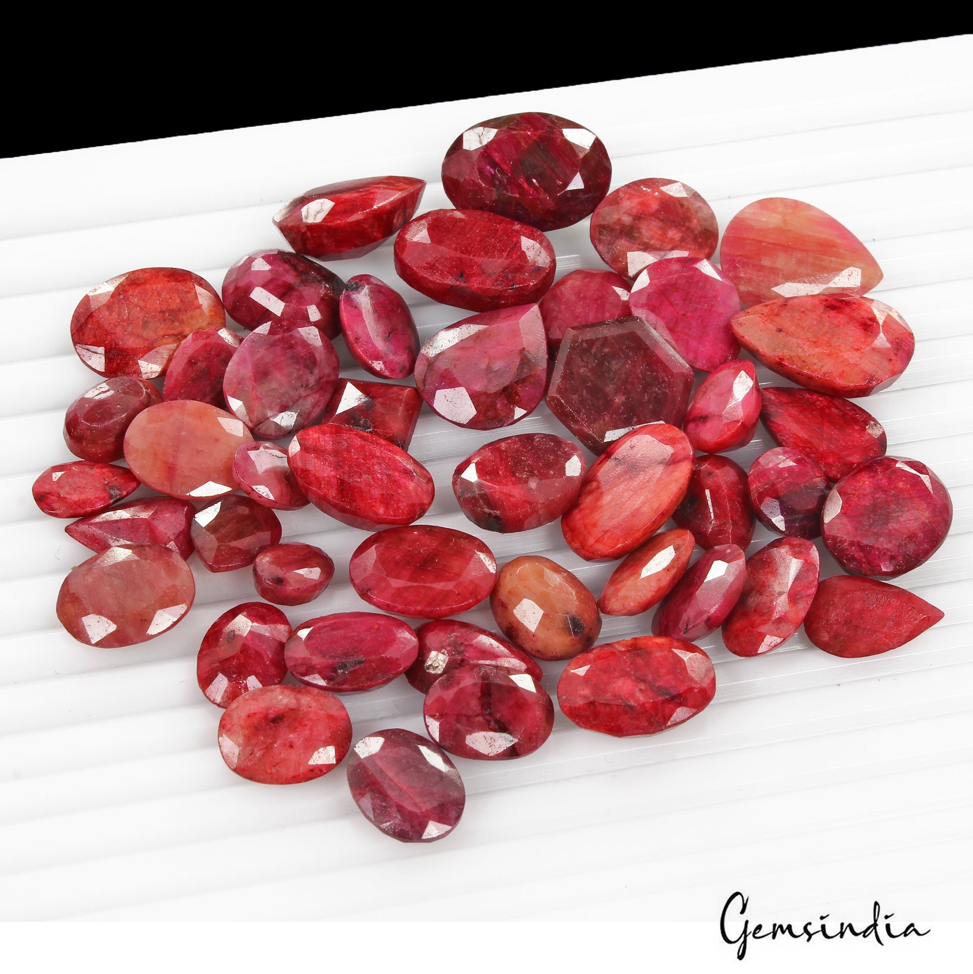 Certified 500 Cts/45 Pcs Natural African Red Ruby Mix Cut Loose Gems For Jewelry