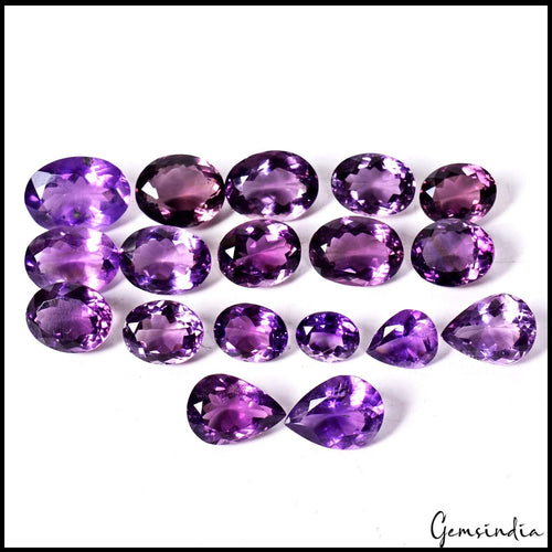 Amethyst Lot, Loose Gemstone, Purple — 18 Pieces, 09mm to 17mm, 128.30 Ct, Brazil