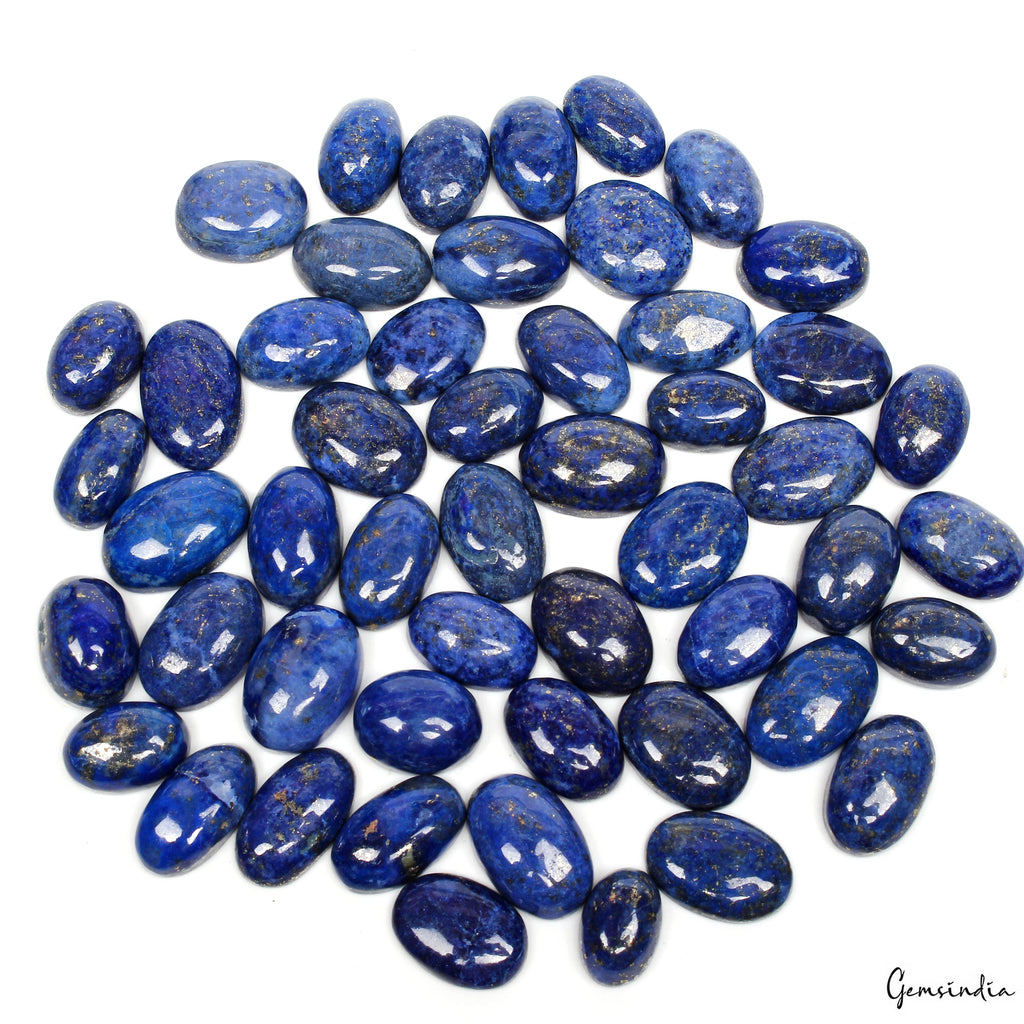 430 Ct Natural Blue Lapis Lazuli Oval Cab Loose Wholesale Gemstones Lot 51 Pcs