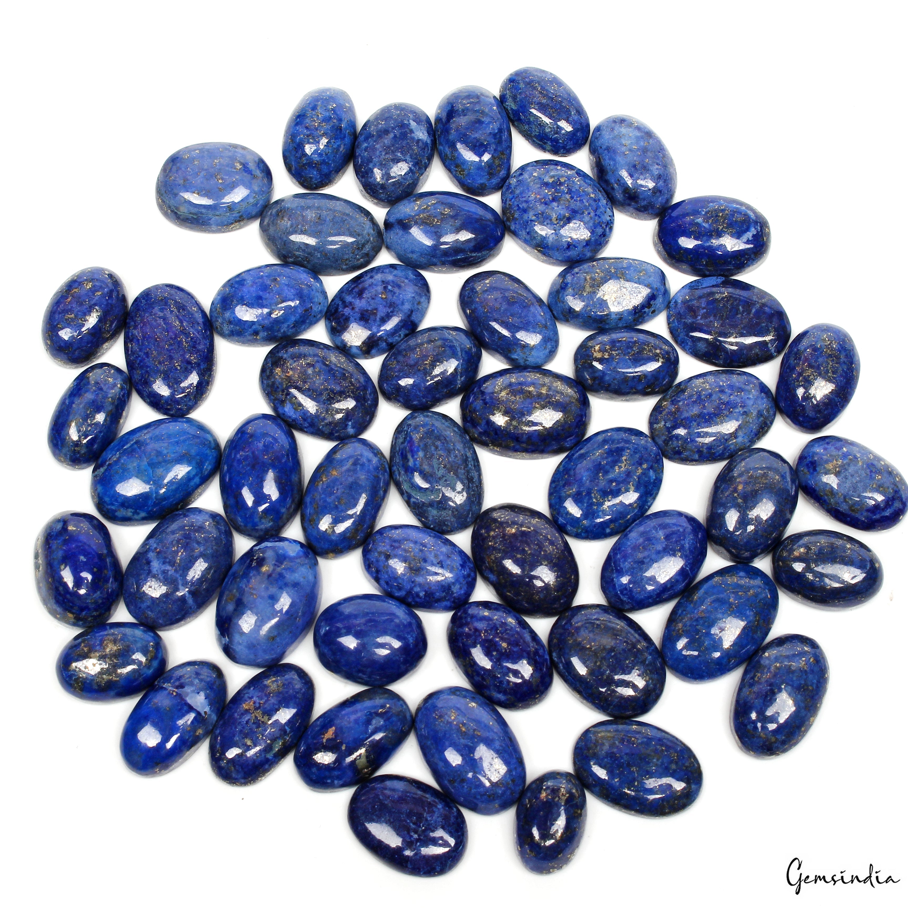 430 Ct Natural Blue Lapis Lazuli Oval Cab Loose Wholesale Gemstones Lot 51 Pcs