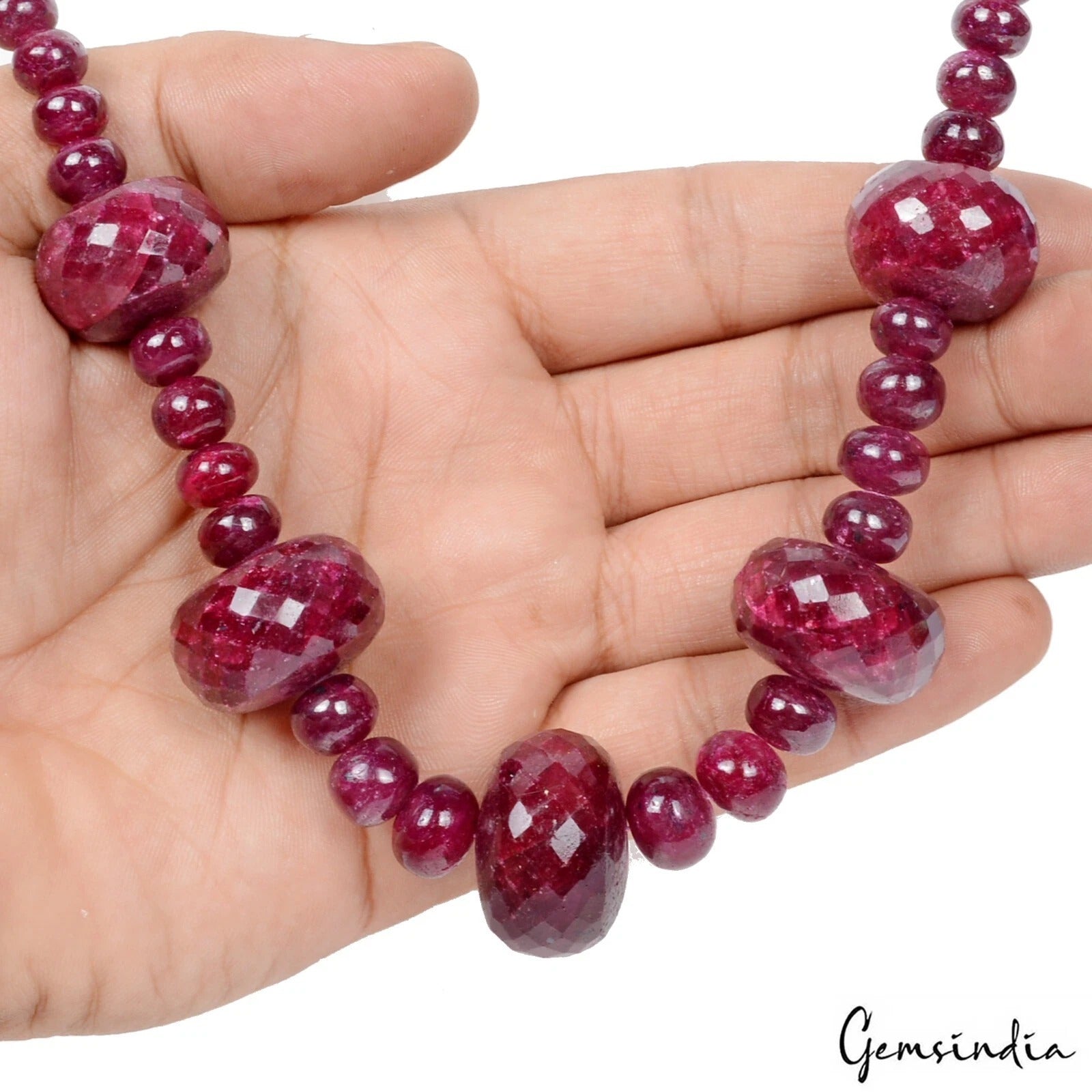 Ruby Necklace, Dark Red — 7mm to 25mm, 835 Ct, Madagascar