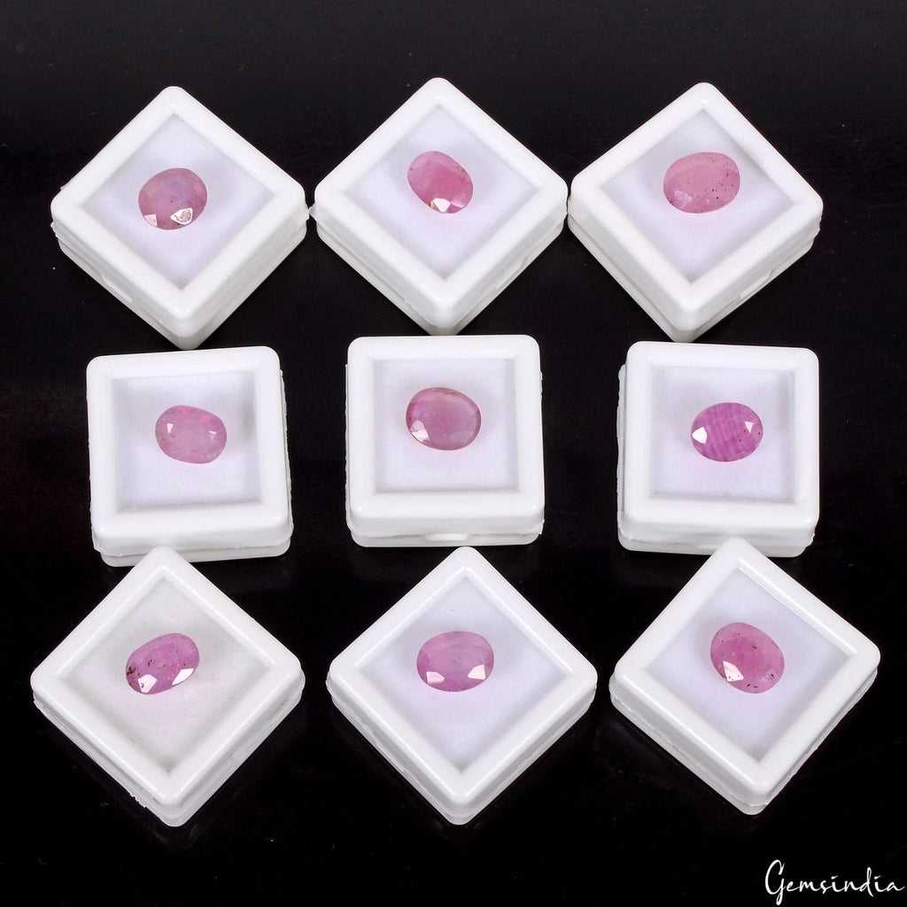 Certified 46.50 Cts/9 Pcs Natural Pink Mozambique Ruby Oval Cut Gems For Jewelry