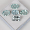 Natural Aquamarine Loose Gemstone Lot - 5 Pcs Mixed Shapes Oval Pear Emerald Cut