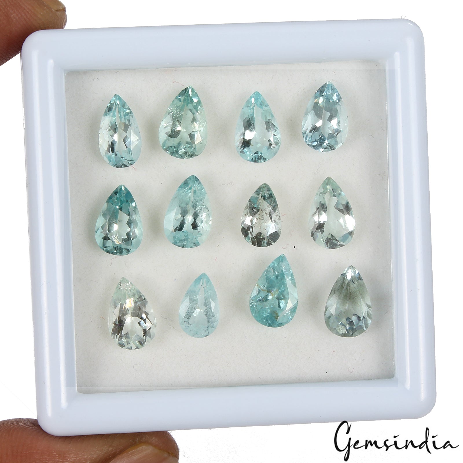Pear Cut Natural Unheated Nice Blue Aquamarine 12.80ct 8-9mm 12pcs Lot Gemstones